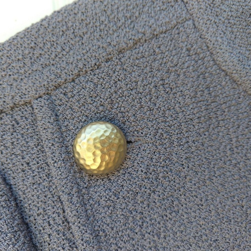 St. John Santana Knit Military Blazer Size 10 Gray Lavender Button Zip Front - Picture 8 of 10